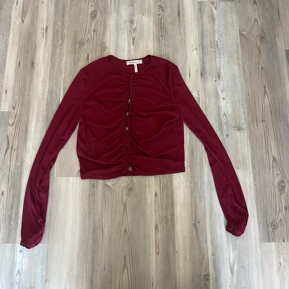 Bcbgeneration Deep Red Button Down Shirt - image 1